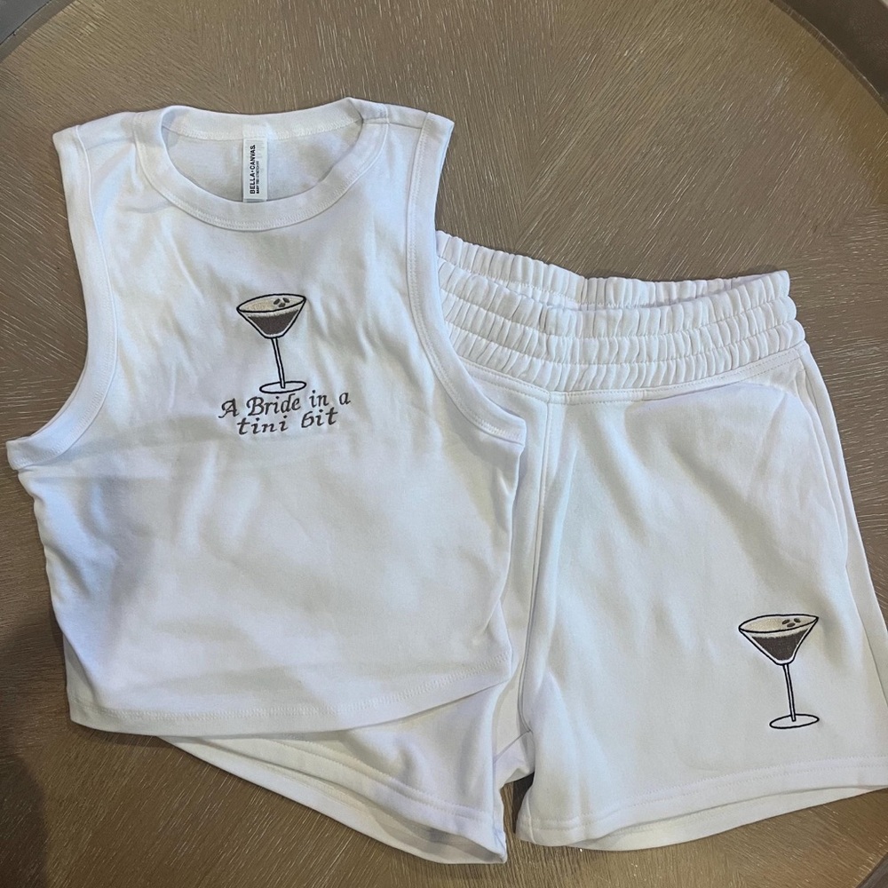 Espresso Tini White Bridal Tank and Shorts Set